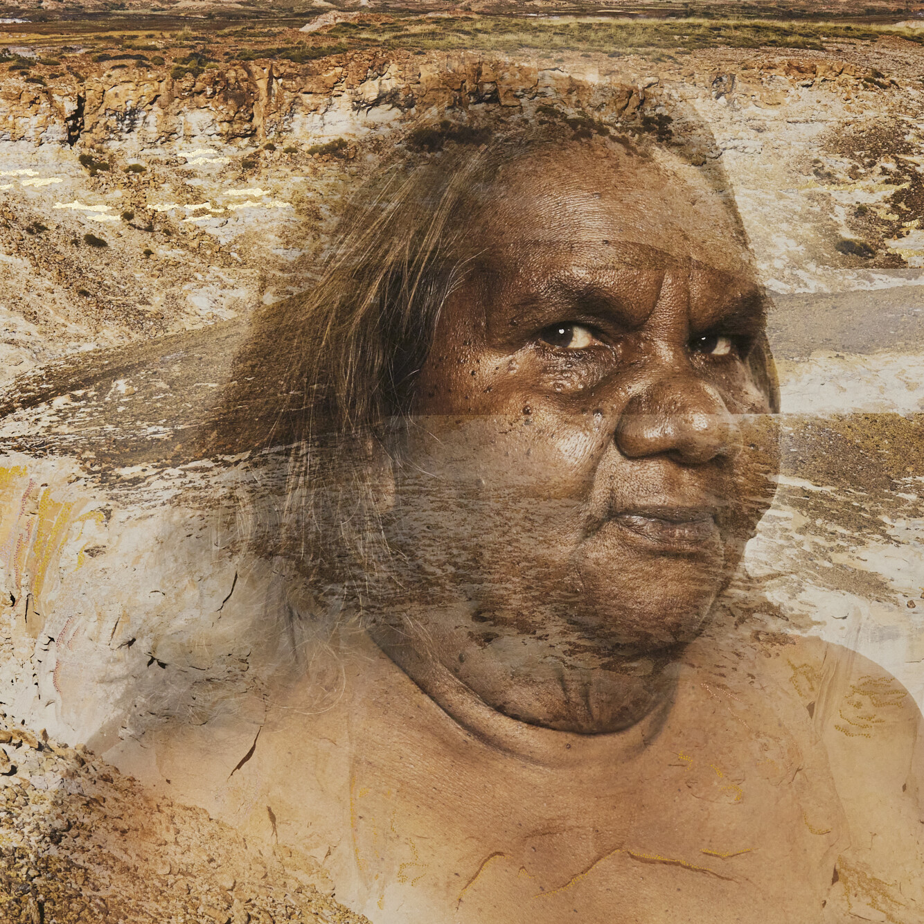 Image © Nuriah Jadai, 'I See You', 2022 Pigment ink print on archival cotton rag, acrylic paint & gold leaf 130 cm x 90 cm Ed. 1/1